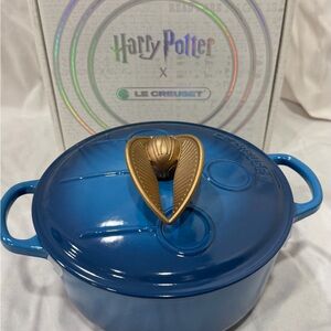 Le Creuset Blue Dutch Oven with Cream Lid